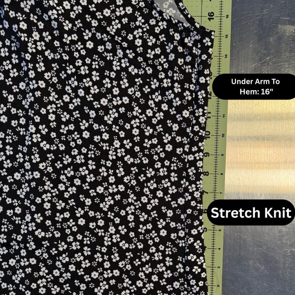 AUW Black Floral Blouse w/ Jeweled White Collar | Sleeveless Chic Top SZ: L - Picture 4 of 4